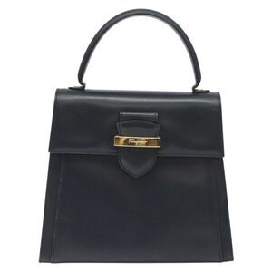 Salvatore Ferragamo Vintage Handbag Leather Black Leather Handbag (Pre-Owned)